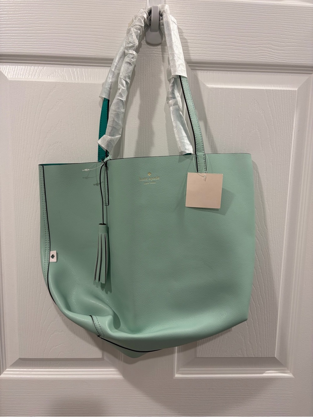 kate spade Mint Green Shoulder Tote with Tassel